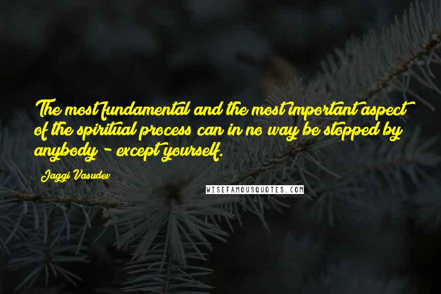 Jaggi Vasudev Quotes: The most fundamental and the most important aspect of the spiritual process can in no way be stopped by anybody - except yourself.