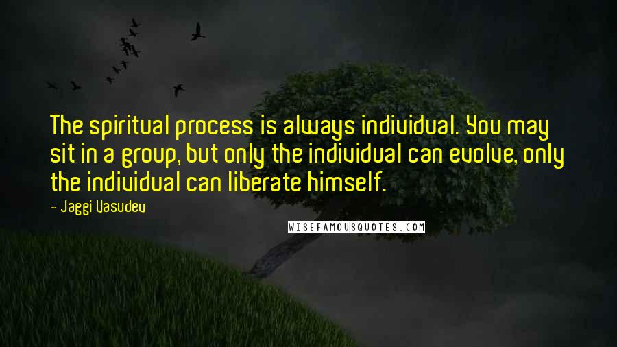 Jaggi Vasudev Quotes: The spiritual process is always individual. You may sit in a group, but only the individual can evolve, only the individual can liberate himself.