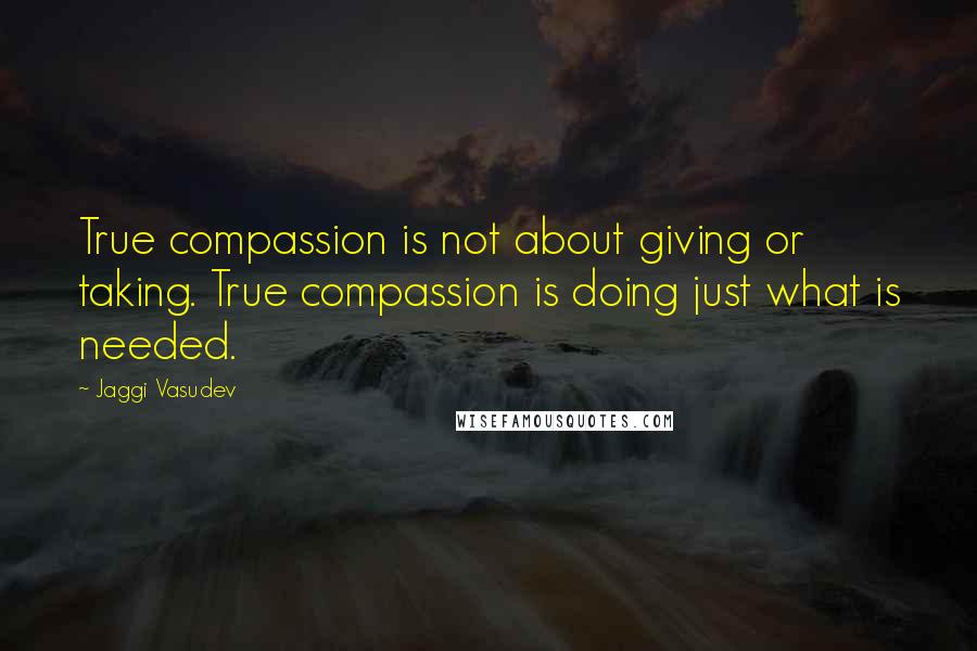 Jaggi Vasudev Quotes: True compassion is not about giving or taking. True compassion is doing just what is needed.