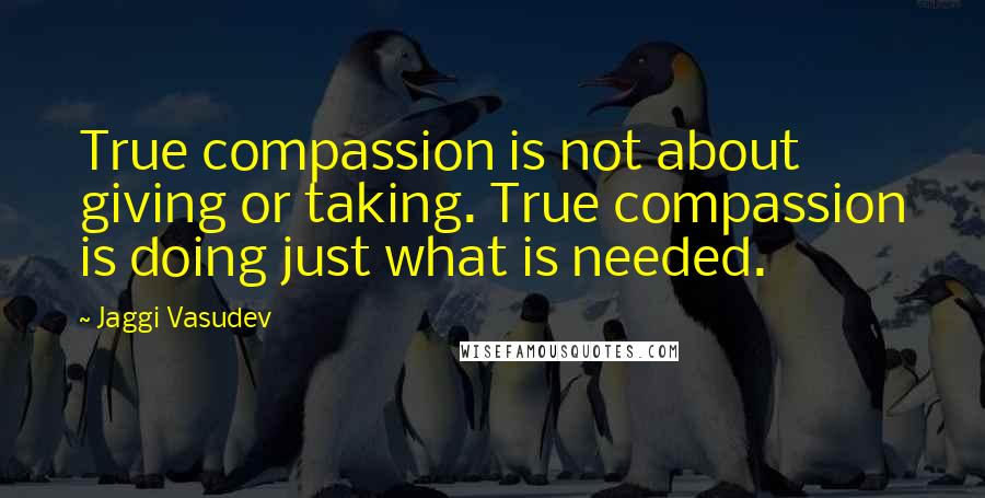 Jaggi Vasudev Quotes: True compassion is not about giving or taking. True compassion is doing just what is needed.