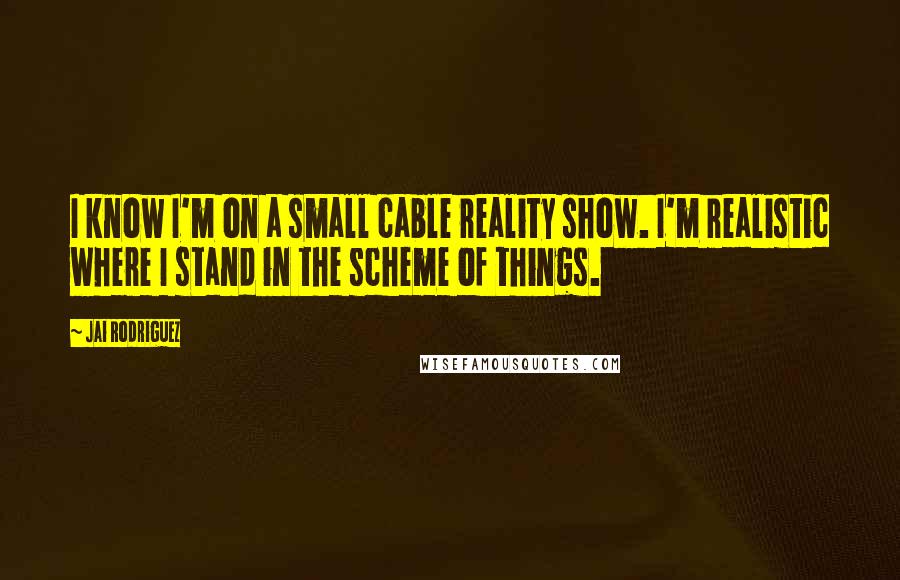 Jai Rodriguez Quotes: I know I'm on a small cable reality show. I'm realistic where I stand in the scheme of things.