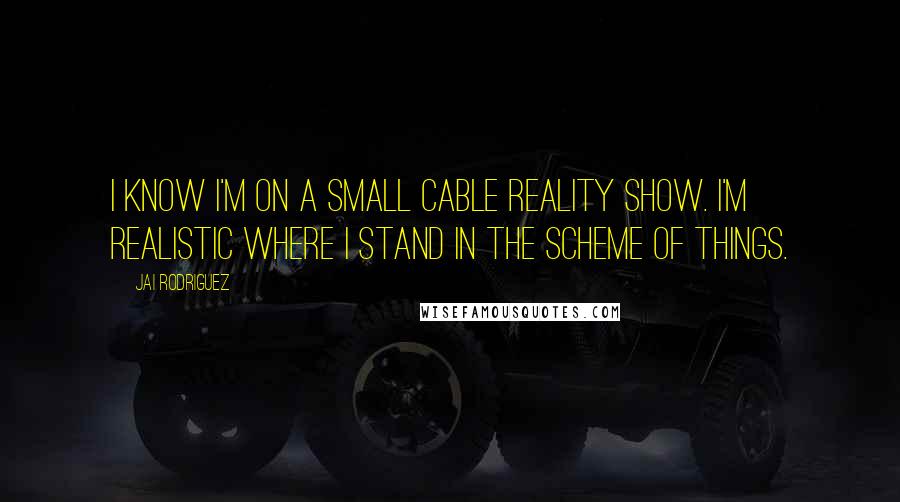 Jai Rodriguez Quotes: I know I'm on a small cable reality show. I'm realistic where I stand in the scheme of things.