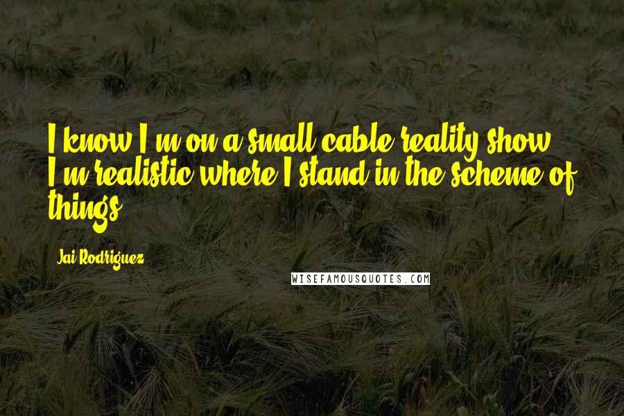 Jai Rodriguez Quotes: I know I'm on a small cable reality show. I'm realistic where I stand in the scheme of things.