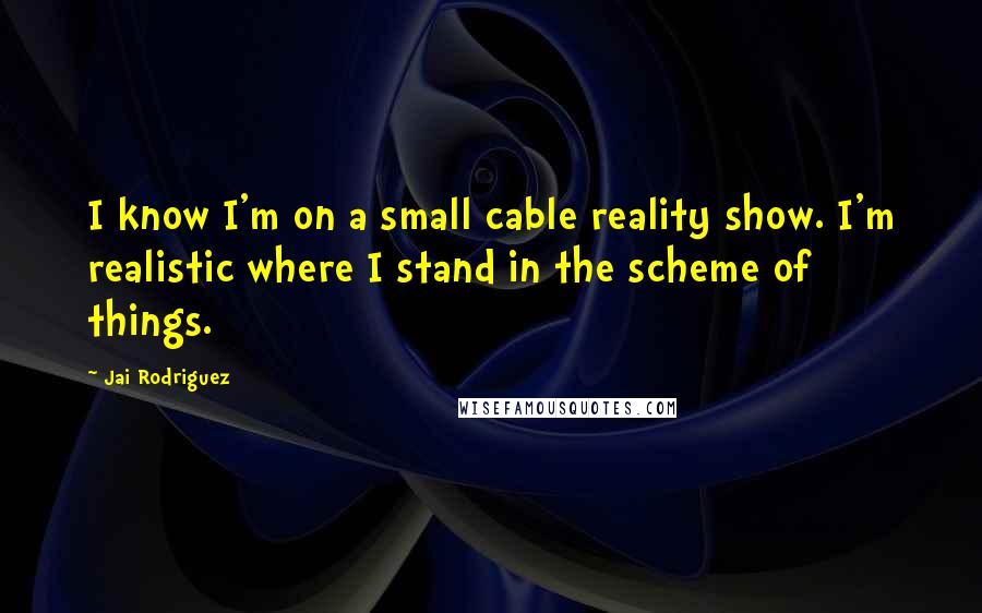 Jai Rodriguez Quotes: I know I'm on a small cable reality show. I'm realistic where I stand in the scheme of things.