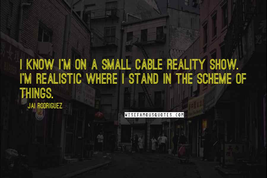 Jai Rodriguez Quotes: I know I'm on a small cable reality show. I'm realistic where I stand in the scheme of things.