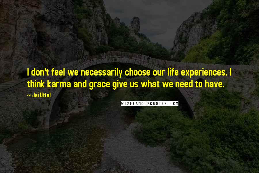 Jai Uttal Quotes: I don't feel we necessarily choose our life experiences. I think karma and grace give us what we need to have.