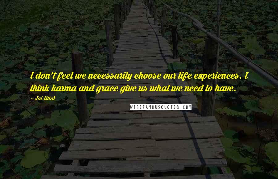 Jai Uttal Quotes: I don't feel we necessarily choose our life experiences. I think karma and grace give us what we need to have.