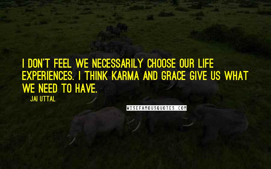 Jai Uttal Quotes: I don't feel we necessarily choose our life experiences. I think karma and grace give us what we need to have.