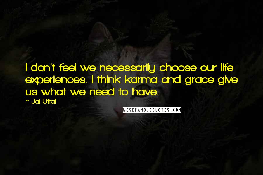 Jai Uttal Quotes: I don't feel we necessarily choose our life experiences. I think karma and grace give us what we need to have.