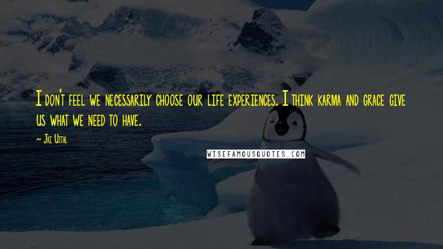 Jai Uttal Quotes: I don't feel we necessarily choose our life experiences. I think karma and grace give us what we need to have.