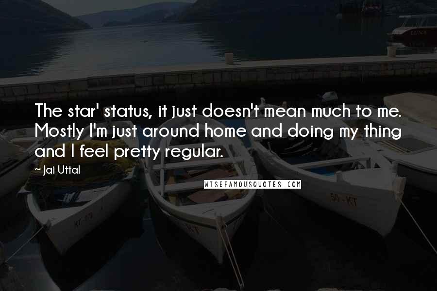 Jai Uttal Quotes: The star' status, it just doesn't mean much to me. Mostly I'm just around home and doing my thing and I feel pretty regular.