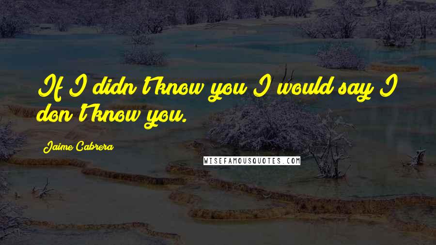 Jaime Cabrera Quotes: If I didn't know you I would say I don't know you.