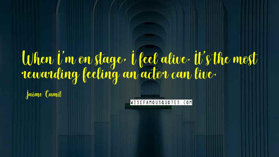 Jaime Camil Quotes: When I'm on stage, I feel alive. It's the most rewarding feeling an actor can live.