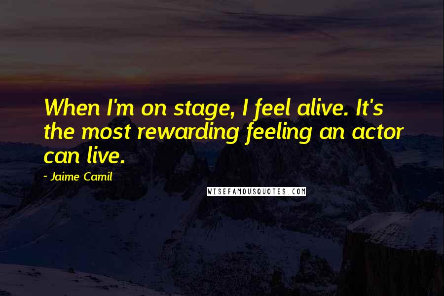 Jaime Camil Quotes: When I'm on stage, I feel alive. It's the most rewarding feeling an actor can live.