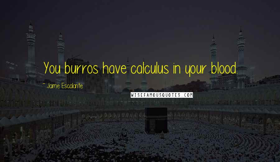 Jaime Escalante Quotes: You burros have calculus in your blood.