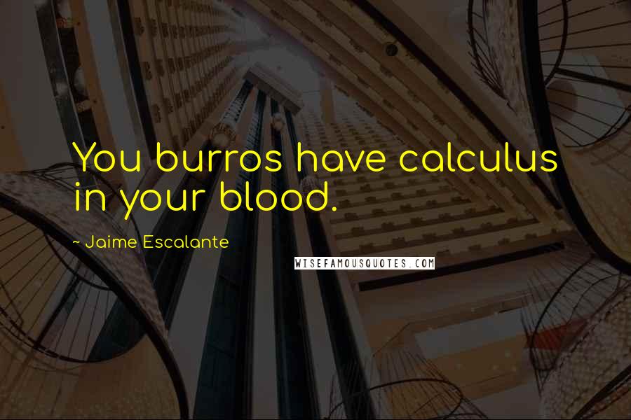 Jaime Escalante Quotes: You burros have calculus in your blood.