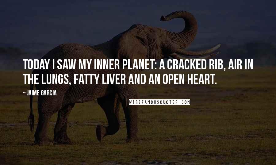 Jaime Garcia Quotes: Today I saw my inner planet: a cracked rib, air in the lungs, fatty liver and an open heart.
