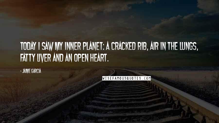 Jaime Garcia Quotes: Today I saw my inner planet: a cracked rib, air in the lungs, fatty liver and an open heart.