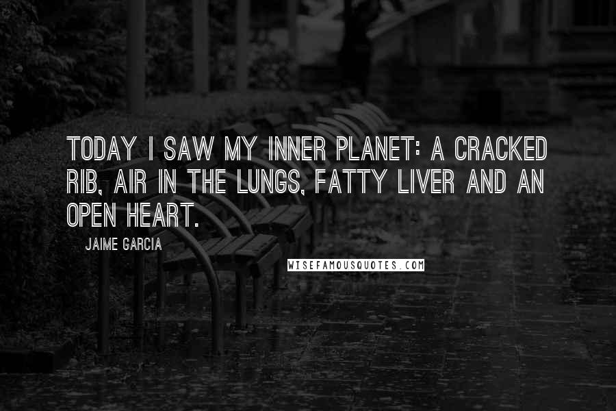 Jaime Garcia Quotes: Today I saw my inner planet: a cracked rib, air in the lungs, fatty liver and an open heart.