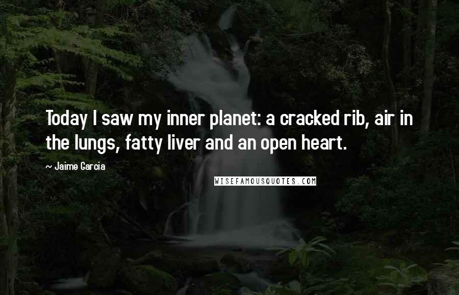 Jaime Garcia Quotes: Today I saw my inner planet: a cracked rib, air in the lungs, fatty liver and an open heart.
