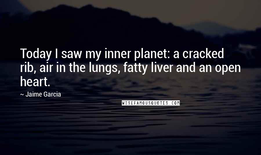 Jaime Garcia Quotes: Today I saw my inner planet: a cracked rib, air in the lungs, fatty liver and an open heart.