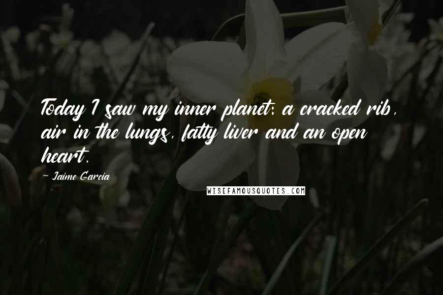 Jaime Garcia Quotes: Today I saw my inner planet: a cracked rib, air in the lungs, fatty liver and an open heart.
