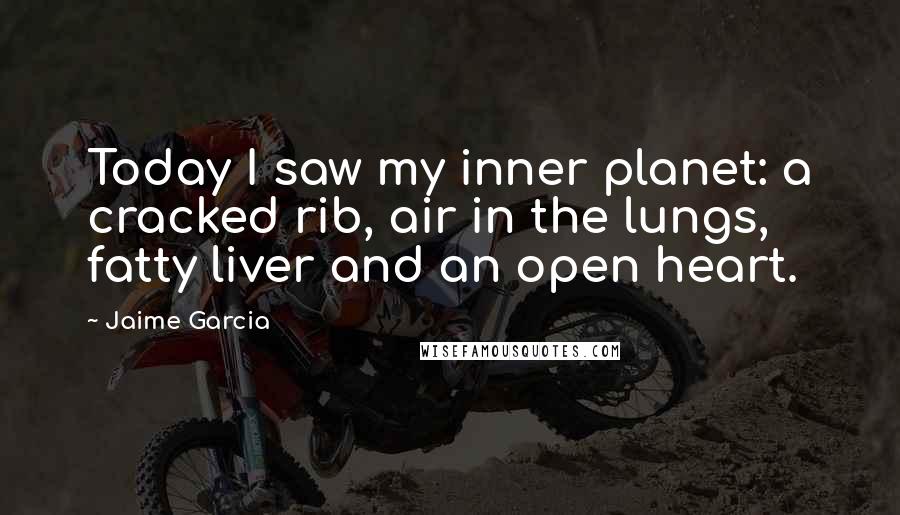 Jaime Garcia Quotes: Today I saw my inner planet: a cracked rib, air in the lungs, fatty liver and an open heart.