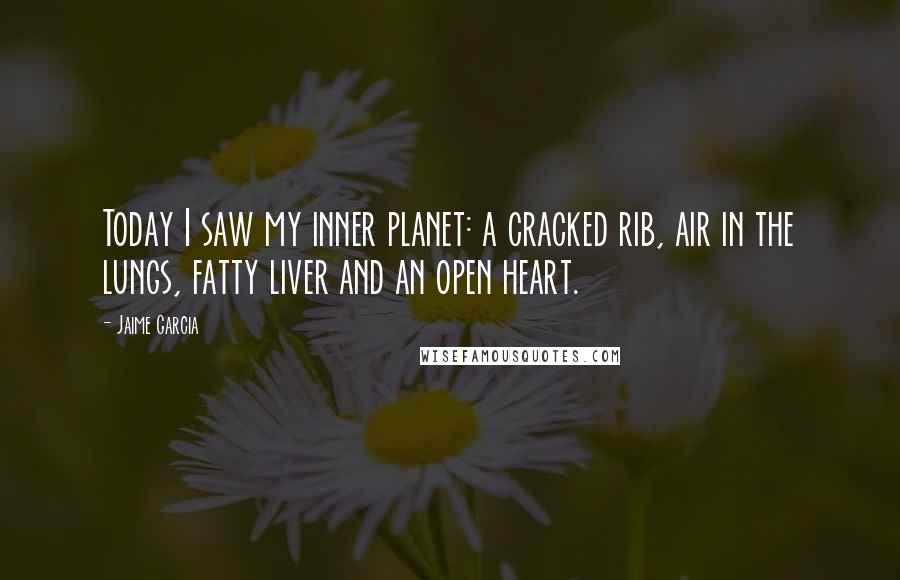 Jaime Garcia Quotes: Today I saw my inner planet: a cracked rib, air in the lungs, fatty liver and an open heart.