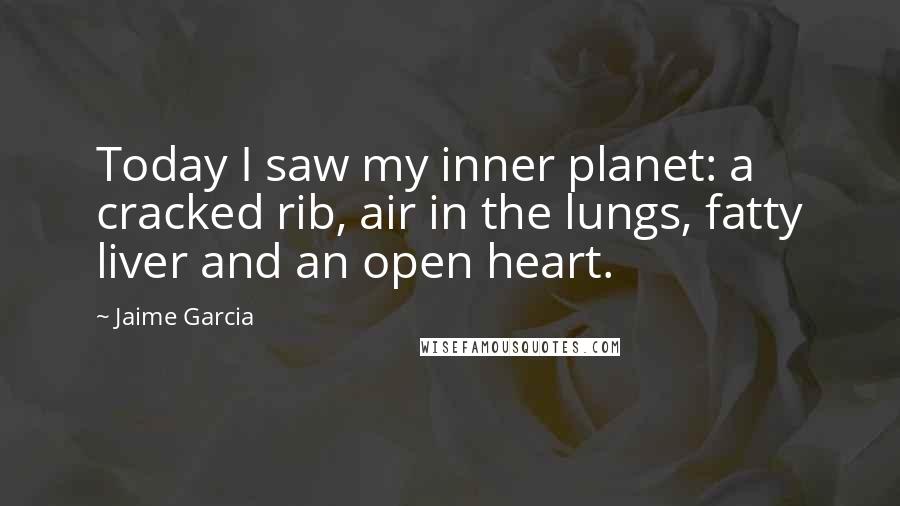 Jaime Garcia Quotes: Today I saw my inner planet: a cracked rib, air in the lungs, fatty liver and an open heart.