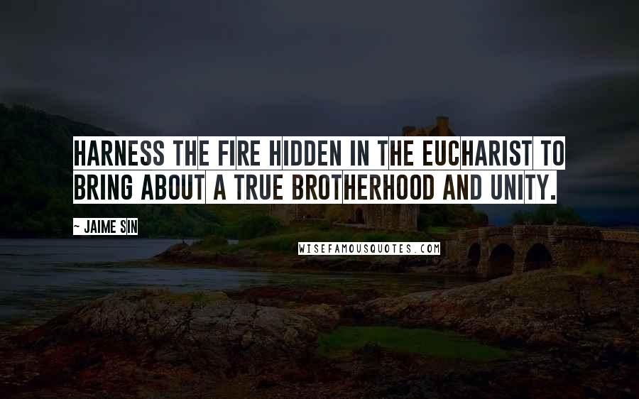 Jaime Sin Quotes: Harness the fire hidden in The Eucharist to bring about a true brotherhood and unity.