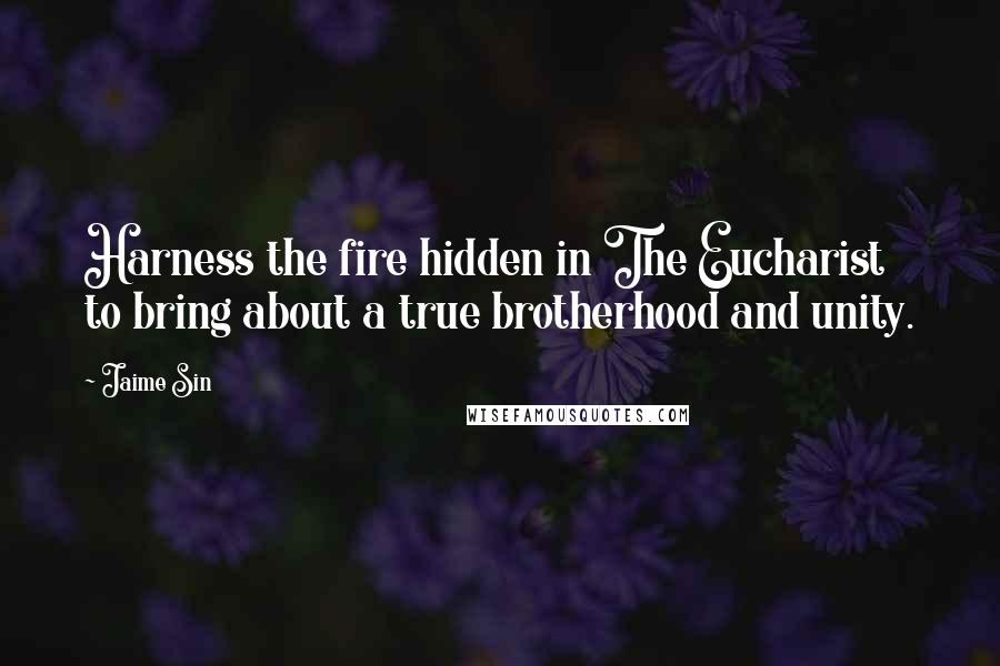 Jaime Sin Quotes: Harness the fire hidden in The Eucharist to bring about a true brotherhood and unity.