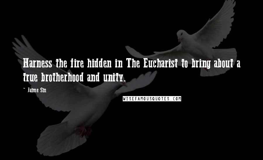 Jaime Sin Quotes: Harness the fire hidden in The Eucharist to bring about a true brotherhood and unity.