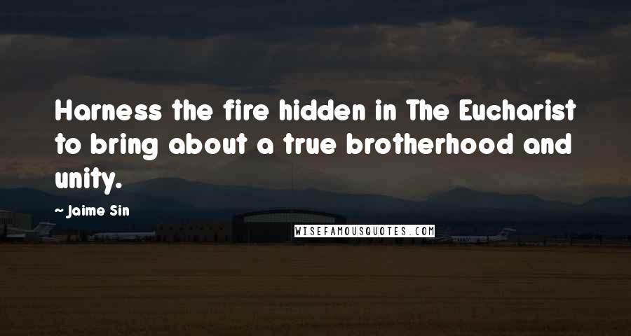 Jaime Sin Quotes: Harness the fire hidden in The Eucharist to bring about a true brotherhood and unity.