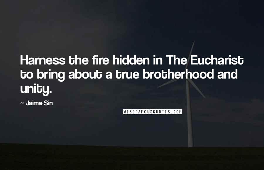 Jaime Sin Quotes: Harness the fire hidden in The Eucharist to bring about a true brotherhood and unity.