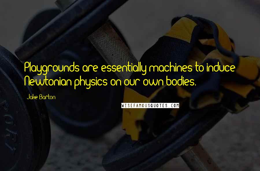 Jake Barton Quotes: Playgrounds are essentially machines to induce Newtonian physics on our own bodies.