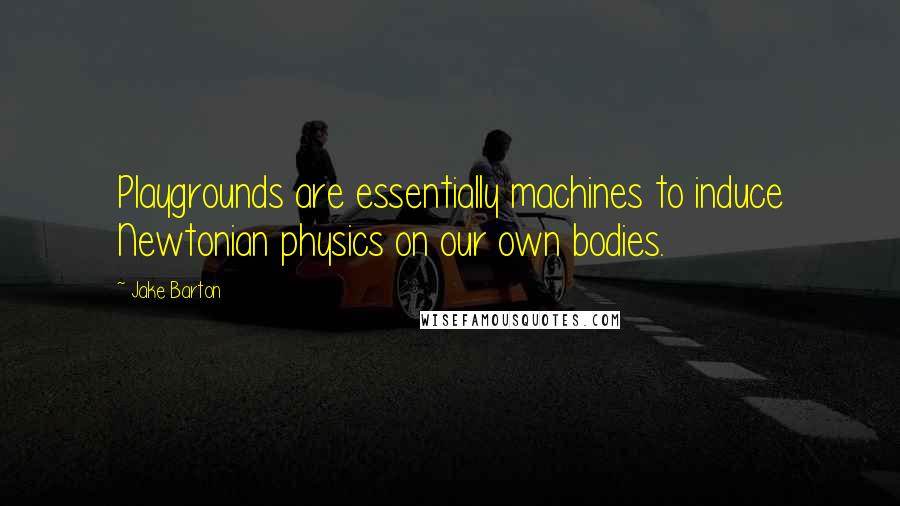 Jake Barton Quotes: Playgrounds are essentially machines to induce Newtonian physics on our own bodies.