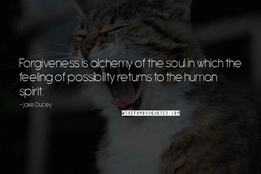 Jake Ducey Quotes: Forgiveness is alchemy of the soul in which the feeling of possibility returns to the human spirit.