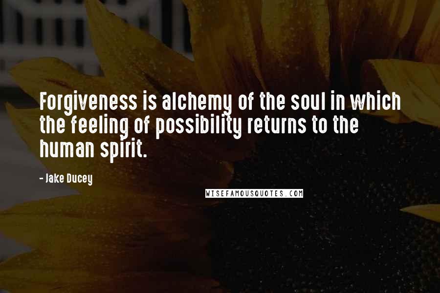 Jake Ducey Quotes: Forgiveness is alchemy of the soul in which the feeling of possibility returns to the human spirit.