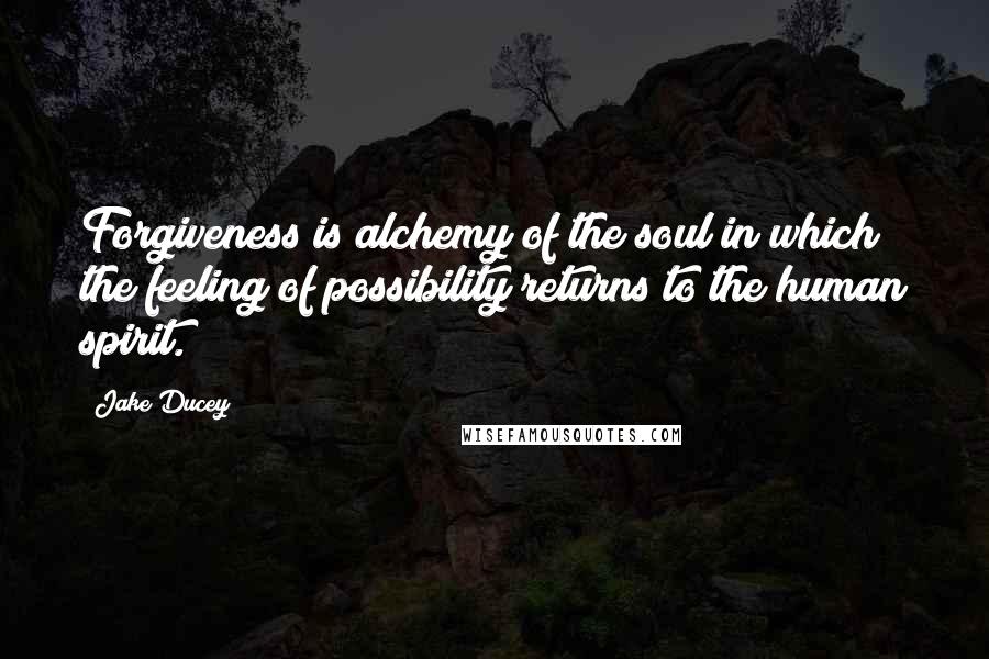 Jake Ducey Quotes: Forgiveness is alchemy of the soul in which the feeling of possibility returns to the human spirit.