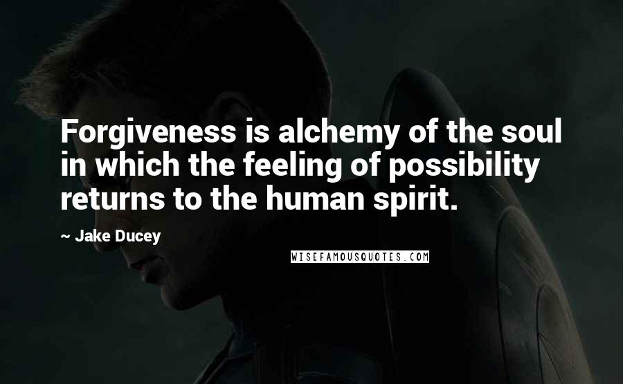 Jake Ducey Quotes: Forgiveness is alchemy of the soul in which the feeling of possibility returns to the human spirit.