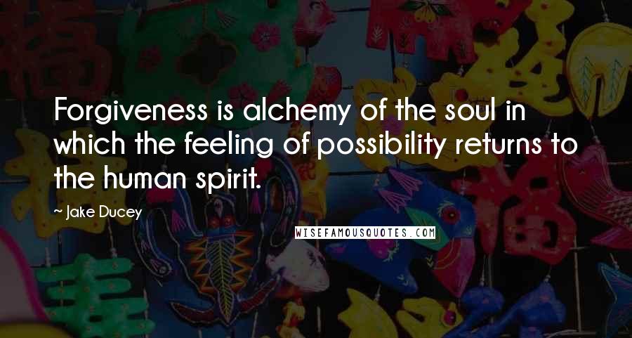 Jake Ducey Quotes: Forgiveness is alchemy of the soul in which the feeling of possibility returns to the human spirit.