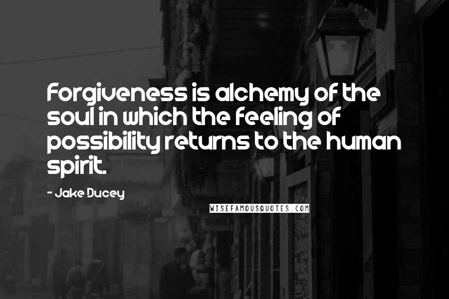 Jake Ducey Quotes: Forgiveness is alchemy of the soul in which the feeling of possibility returns to the human spirit.