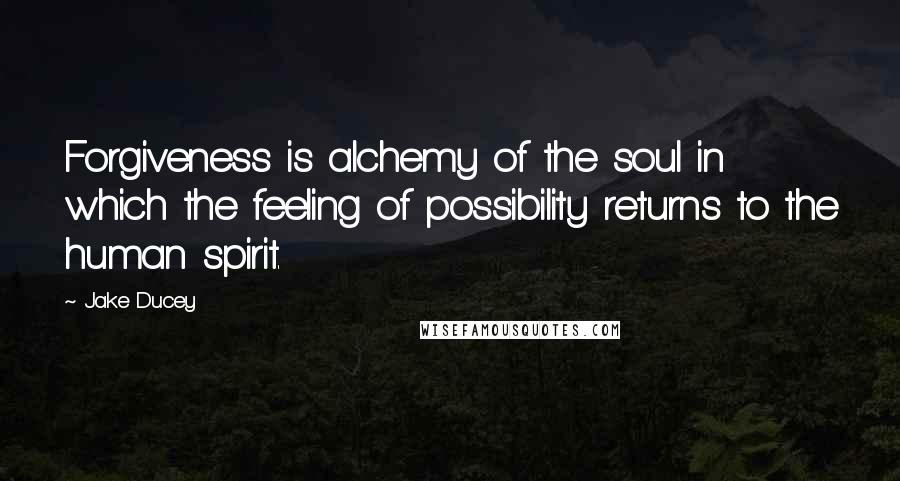 Jake Ducey Quotes: Forgiveness is alchemy of the soul in which the feeling of possibility returns to the human spirit.