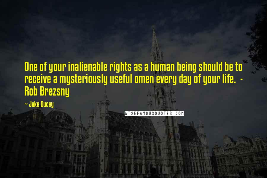 Jake Ducey Quotes: One of your inalienable rights as a human being should be to receive a mysteriously useful omen every day of your life. - Rob Brezsny