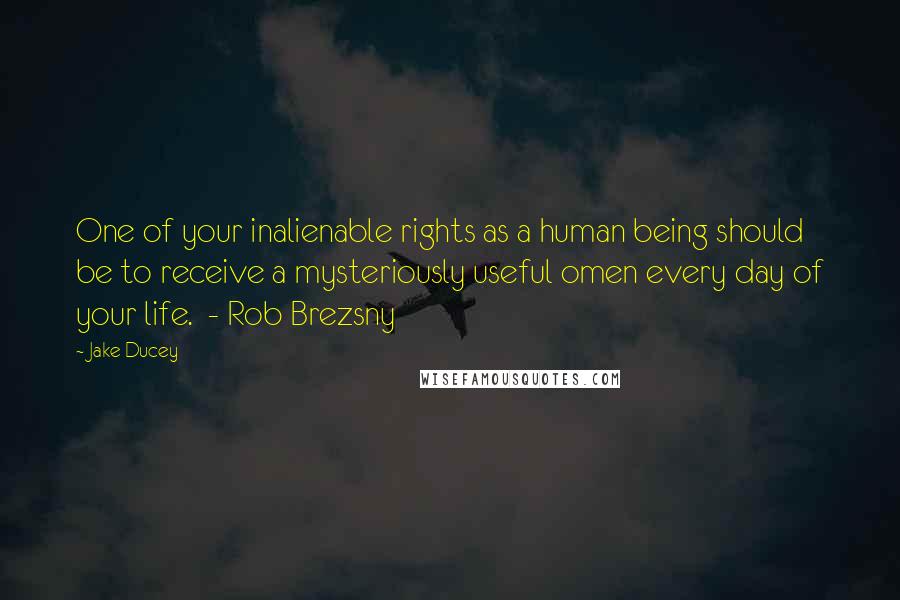 Jake Ducey Quotes: One of your inalienable rights as a human being should be to receive a mysteriously useful omen every day of your life.  - Rob Brezsny