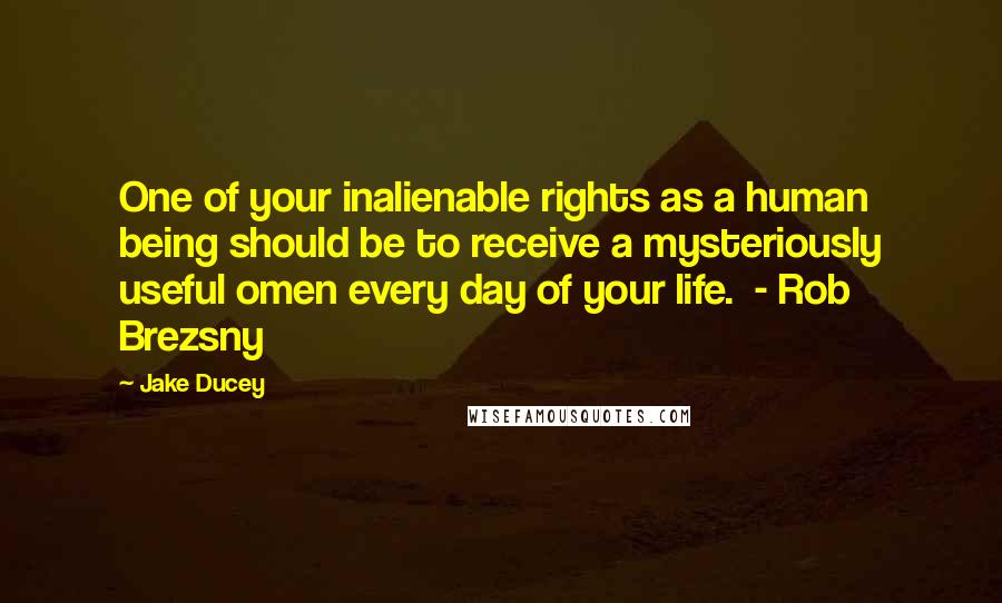 Jake Ducey Quotes: One of your inalienable rights as a human being should be to receive a mysteriously useful omen every day of your life.  - Rob Brezsny