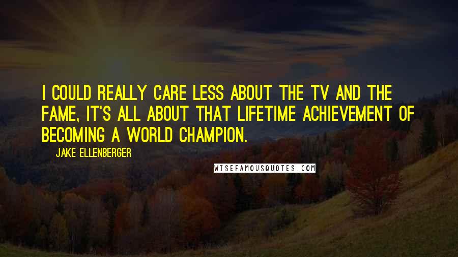 Jake Ellenberger Quotes: I could really care less about the TV and the fame, it's all about that lifetime achievement of becoming a world champion.