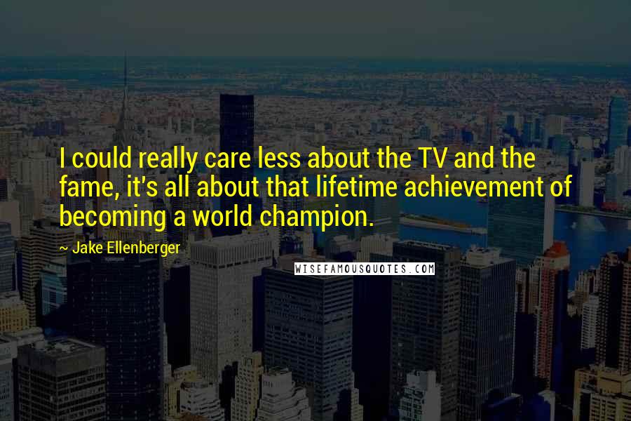 Jake Ellenberger Quotes: I could really care less about the TV and the fame, it's all about that lifetime achievement of becoming a world champion.