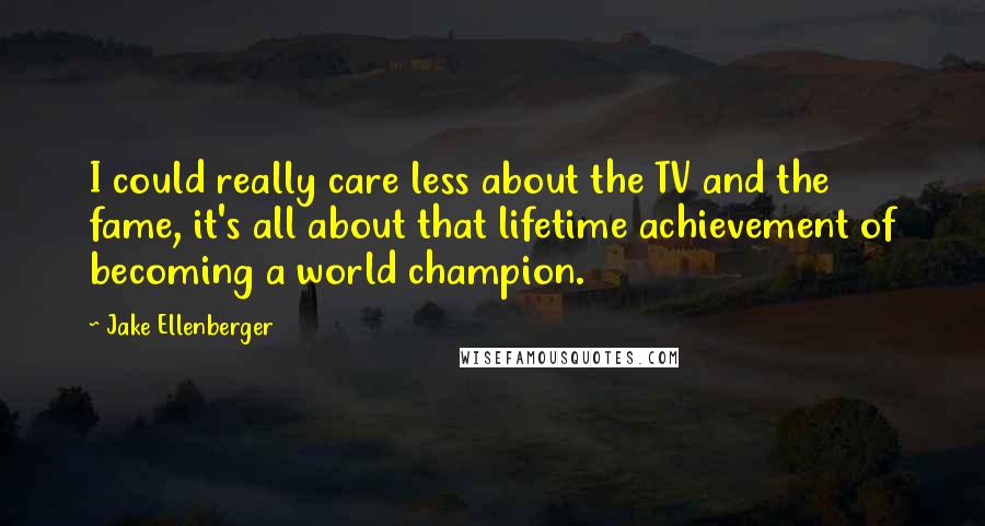 Jake Ellenberger Quotes: I could really care less about the TV and the fame, it's all about that lifetime achievement of becoming a world champion.