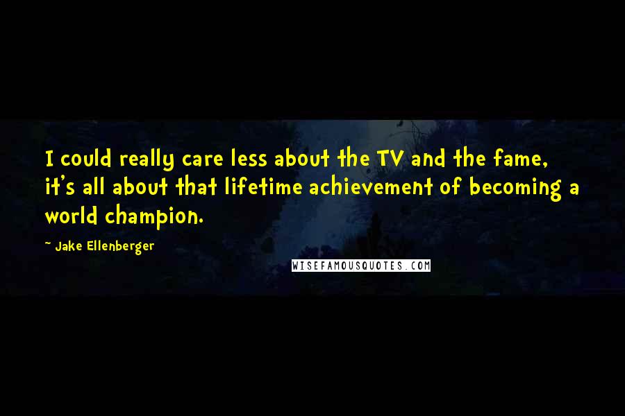 Jake Ellenberger Quotes: I could really care less about the TV and the fame, it's all about that lifetime achievement of becoming a world champion.